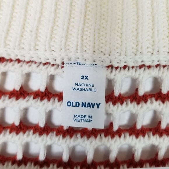 Old Navy Women' Plus Slouchy Popcorn Knit Dolman Sleeves Sweater Sz 2X Red White - Picture 5 of 6